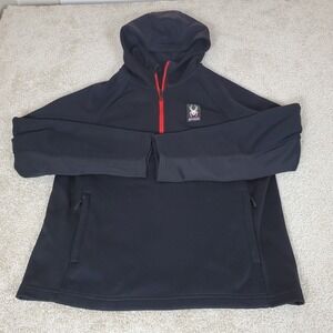 Spyder Men's Boundless Half-Zip Fleece Hoodie Men's Size Large Black Red